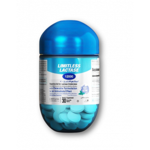 LIMITLESS LACTASE 12000 FCC ( LACTASE ENZYME ) DIGESTIVE AID FOR LACTOSE INTOLERANCE 30 CHEWABLE TABLETS